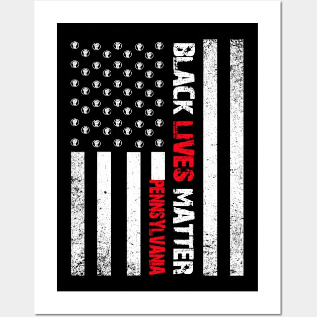 Pennsylvania black lives matter Flag American Vintage Wall Art by Jannysingle